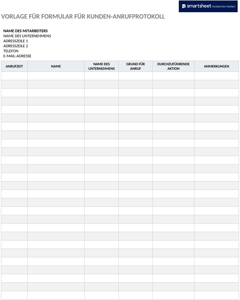 client-call-log-vorlage