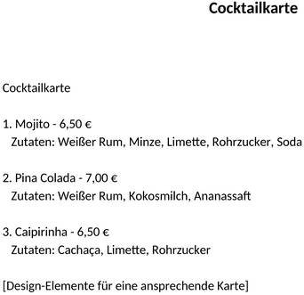 cocktailkarte
