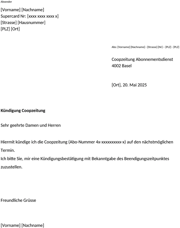 coopzeitung-abbestellen-vorlage