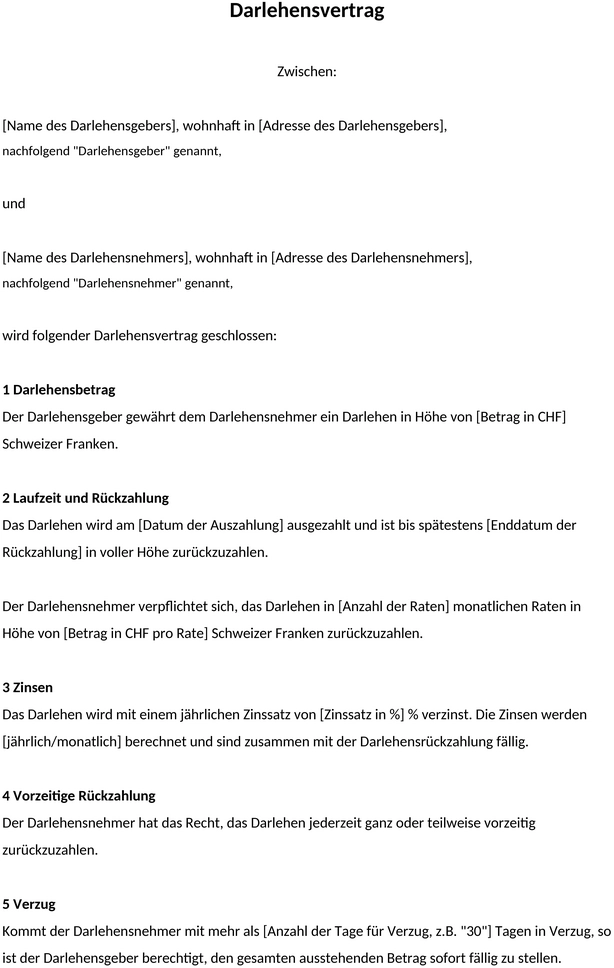 darlehensvertrag-vorlage