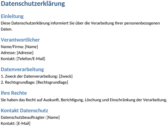 datenschutzvorlage