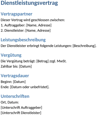 dienstleistungsvertrag-vorlage