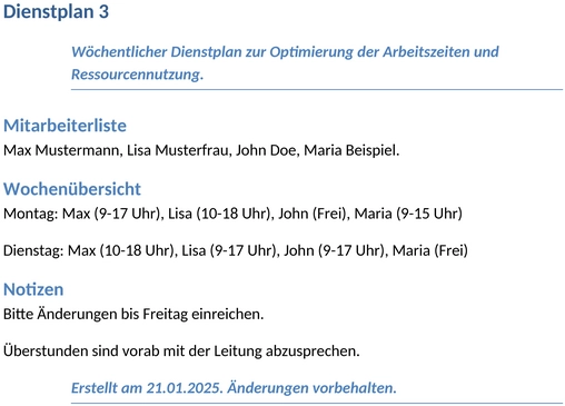 dienstplan