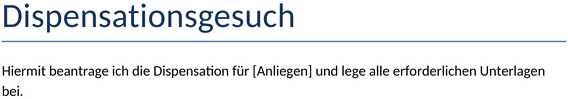 dispensationsgesuch