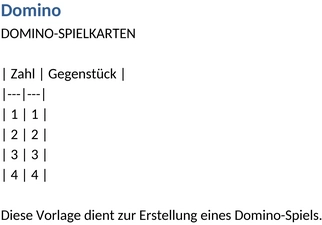 domino-spielvorlage