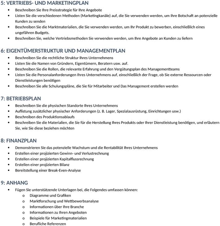 einfacher-business-plan-umriss