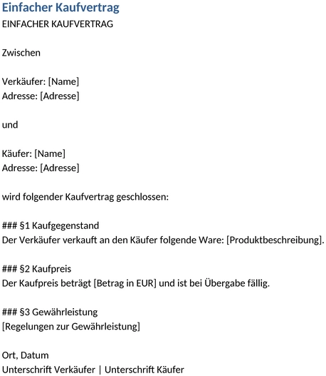 einfacher-kaufvertrag