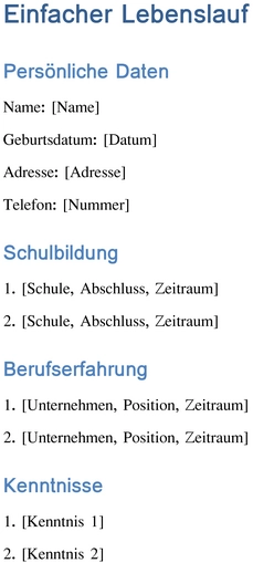 einfacher-lebenslauf-vorlage-fuer-berufliche-chancen