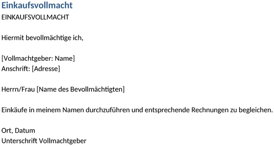 einkaufs-vollmacht