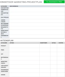 einseitiger-marketing-projektplan-vorlage