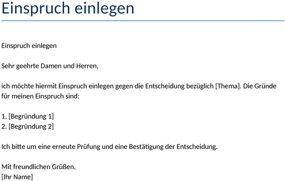 einspruch-einlegen