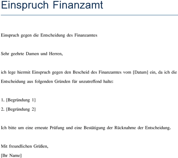 einspruch-finanzamt-einlegen-muster-vorlage