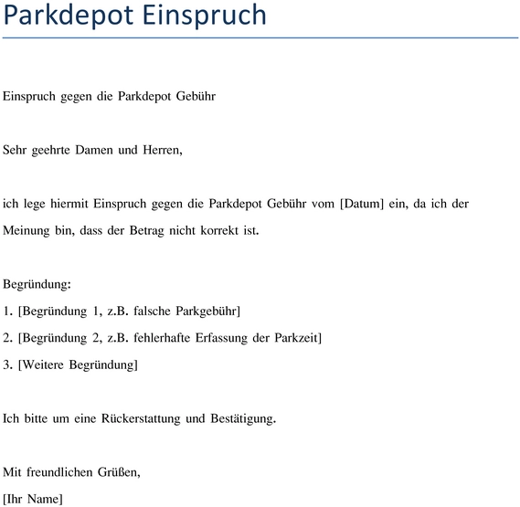 einspruch-gegen-die-parkdepot-gebuehr-vorlage