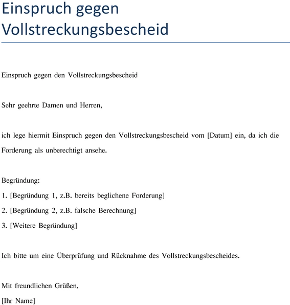 einspruch-gegen-vollstreckungsbescheid-vorlage-gestalten