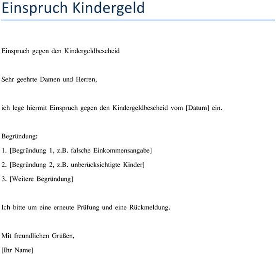 einspruch-kindergeldbescheid-vorlage