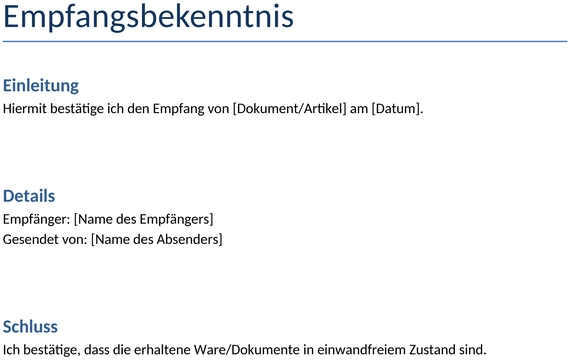 empfangsbekenntnis-geschaeftsvorlage