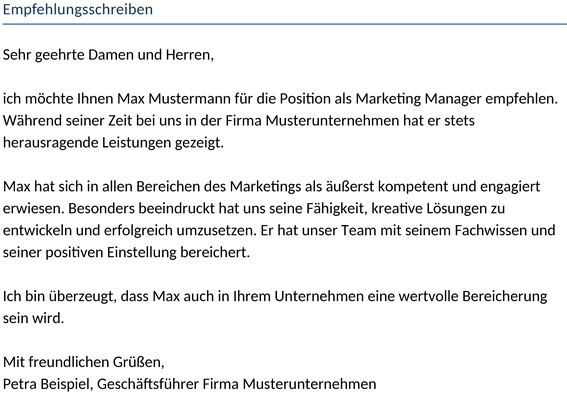 empfehlungsschreiben