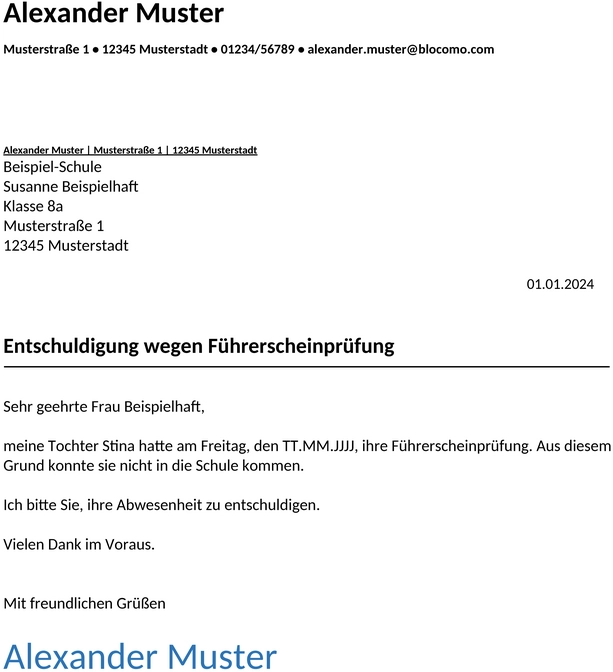 entschuldigung-fuehrerscheinpruefung-vorlage