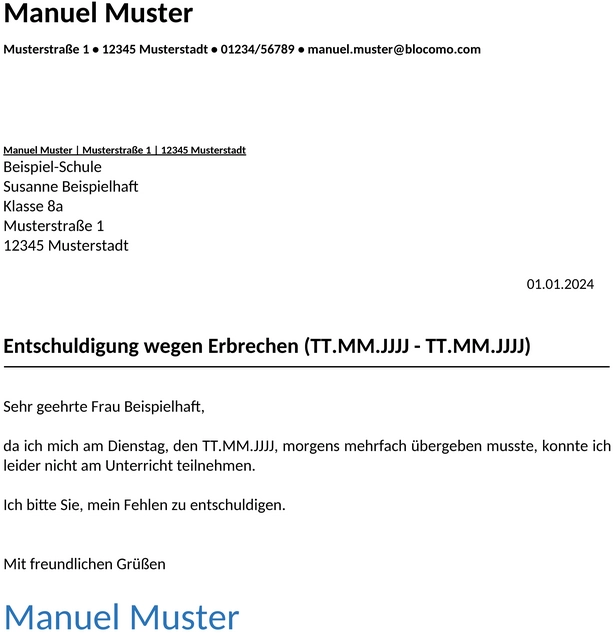 entschuldigung-schule-erbrechen-vorlage