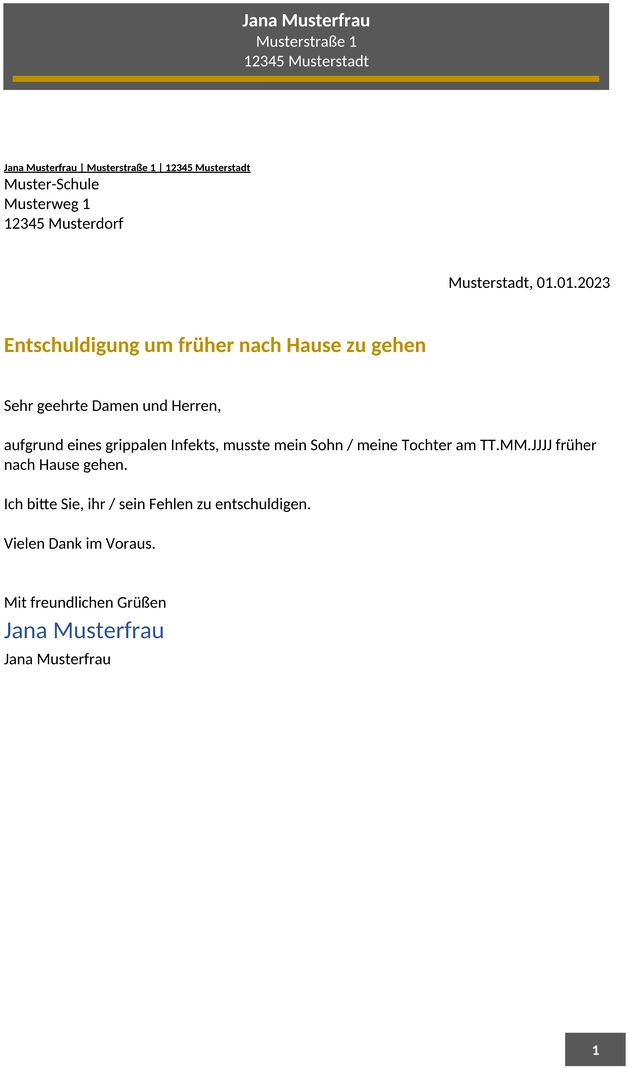 entschuldigung-schule-frueher-nach-hause-gehen