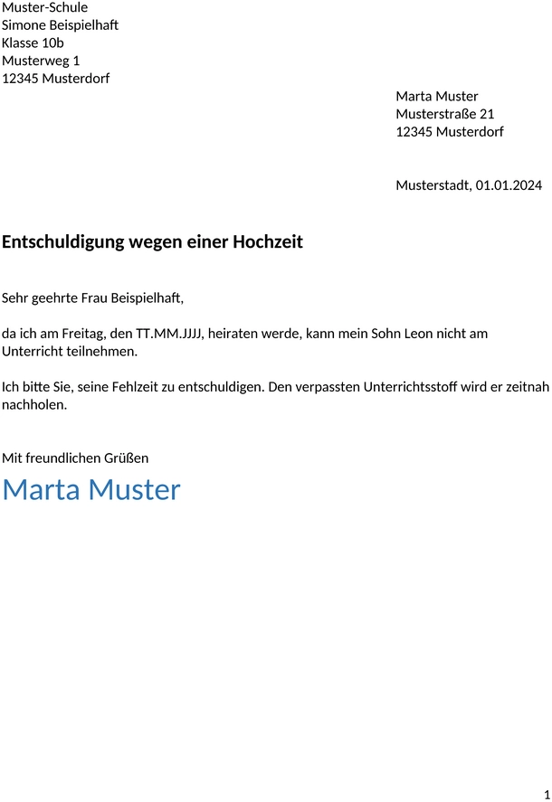 entschuldigung-schule-hochzeit-muster