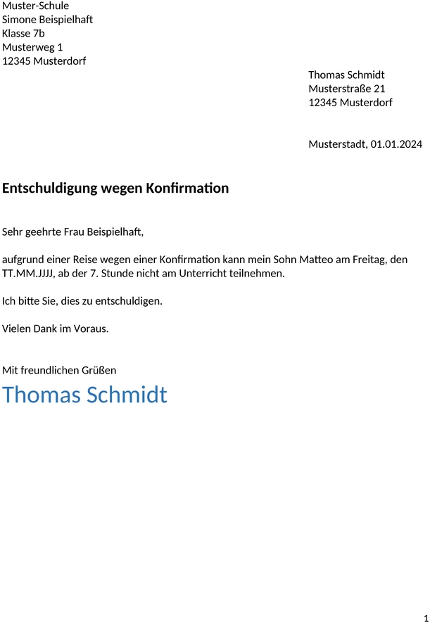 entschuldigung-schule-konfirmation-muster