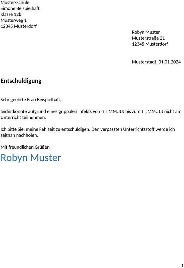 entschuldigung-schule-krankheit-muster