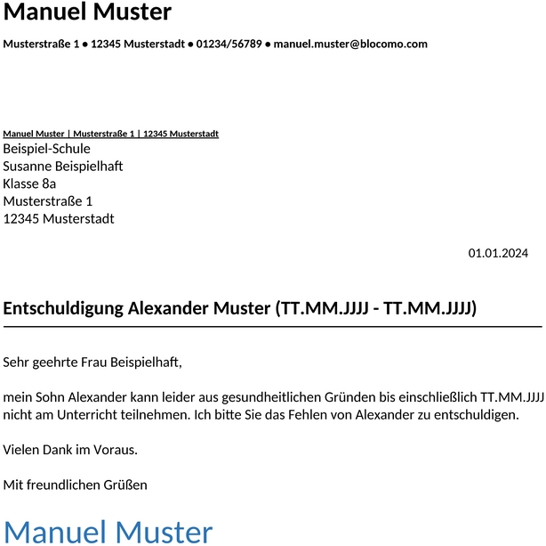entschuldigung-schule-krankheit-vorlage
