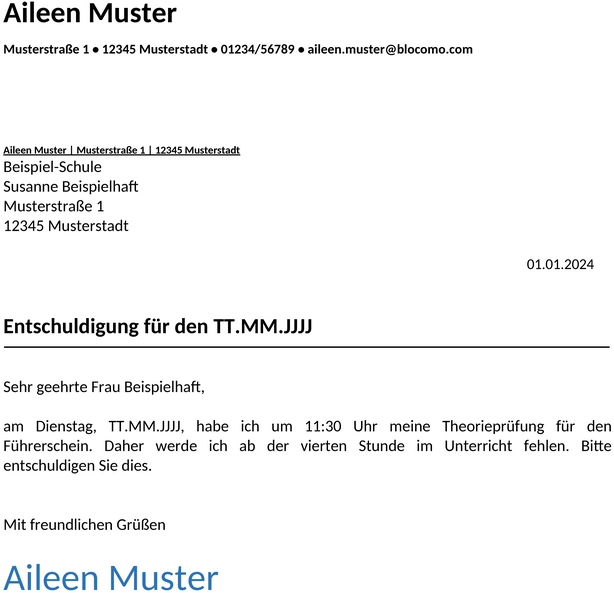entschuldigung-schule-theoriepruefung-vorlage
