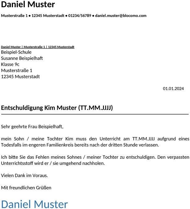 entschuldigung-schule-todesfall-vorlage