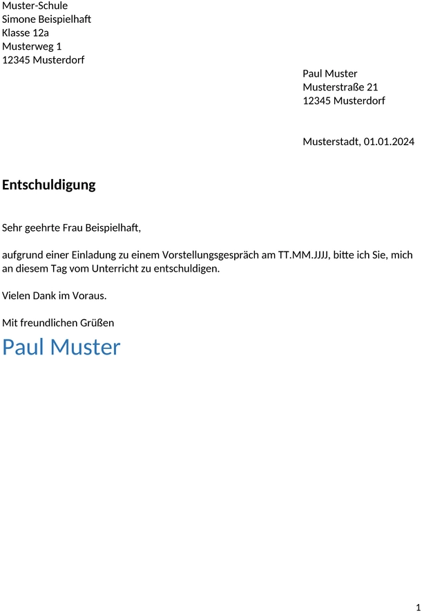 entschuldigung-vorstellungsgespraech-muster