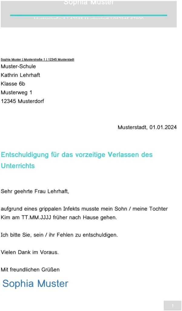 entschuldigung-vorzeitiges-verlassen-des-unterrichts