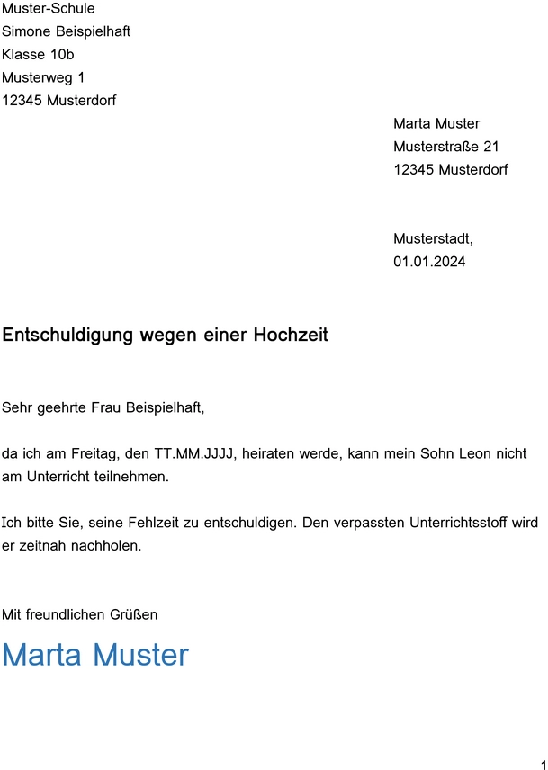 entschuldigung-wegen-hochzeit-fuer-schule-vorlage