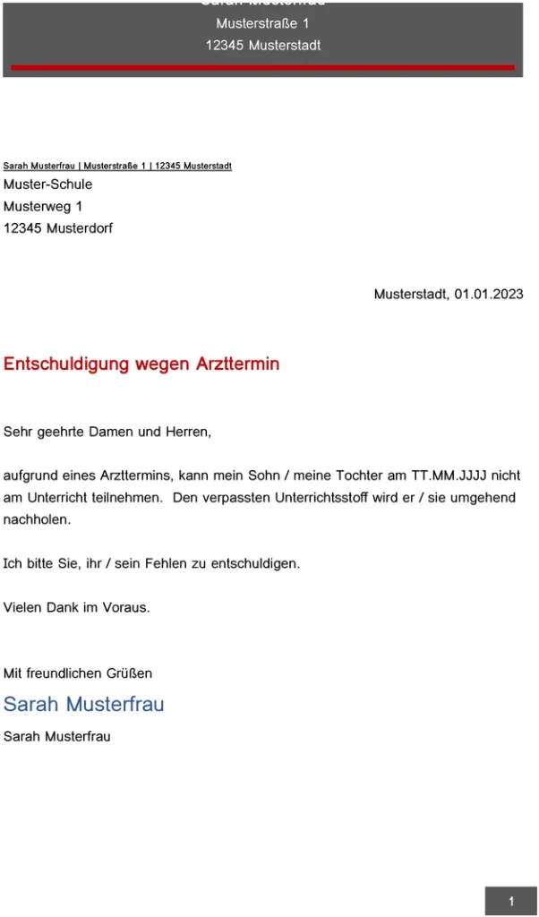 entschuldigungsschreiben-arzttermin-schule