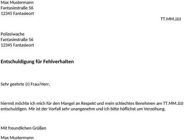entschuldigungsschreiben-polizei-vorlage