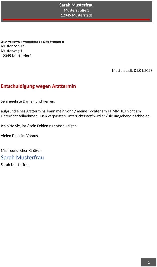 entschuldigungsschreiben-schule-arzttermin