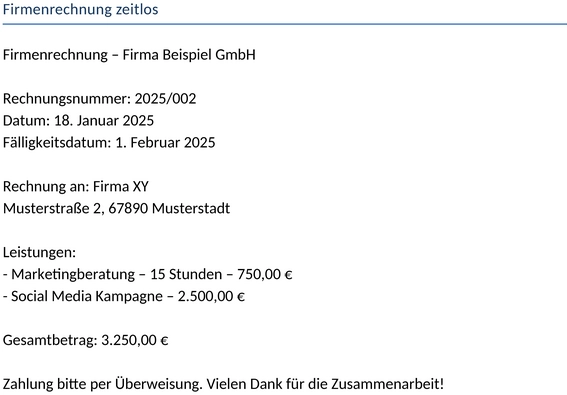firmenrechnung-zeitlos