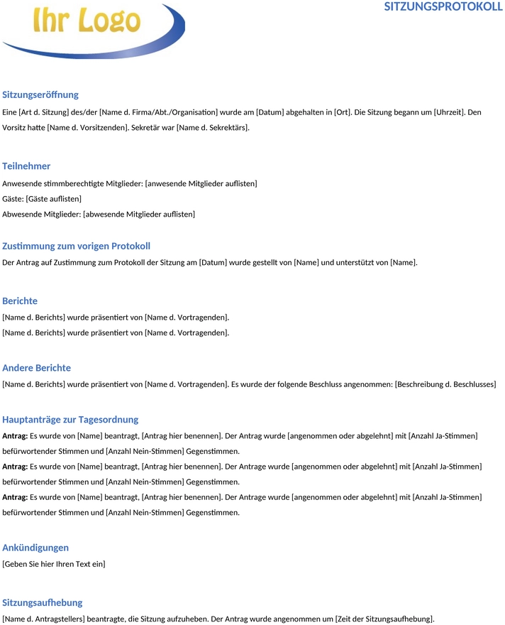 formelles-besprechungsprotokoll-vorlage