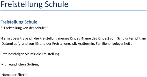 freistellung-schule
