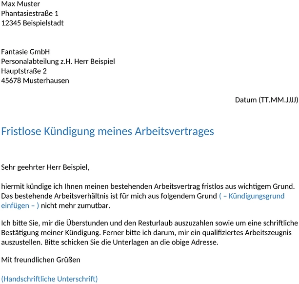 fristlose-kuendigung-arbeitnehmer-vorlage-word