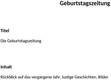 geburtstagszeitung