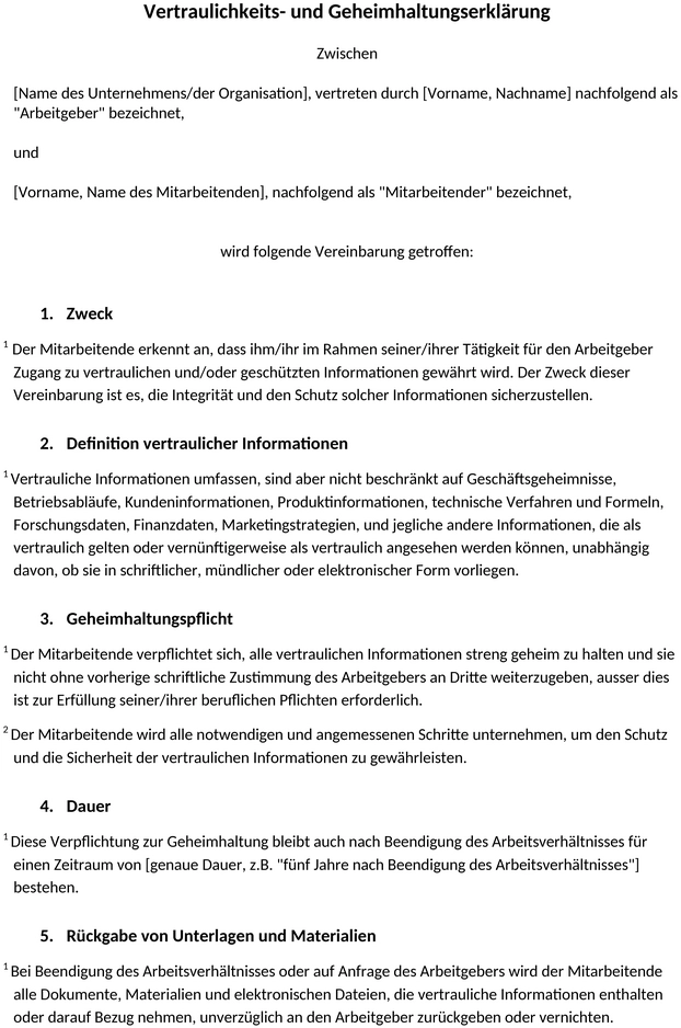 geheimhaltungsvereinbarung-vorlage