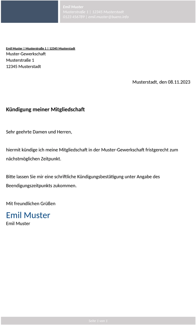 gewerkschaft-kuendigung-muster