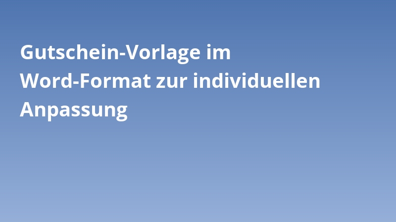 Gutschein-Vorlage im Word-Format zur individuellen Anpassung