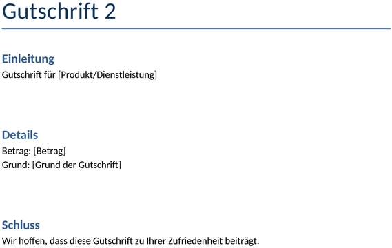 gutschrift-vorlage