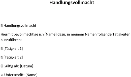 handlungsvollmacht