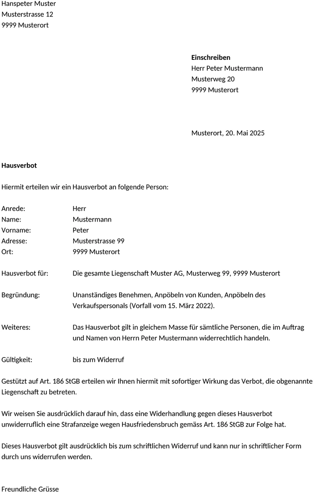 hausverbot-vorlage-geschaeft