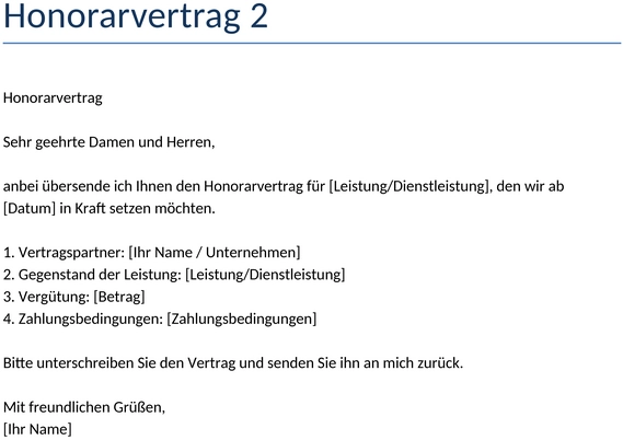 honorarvertrag-vorlage