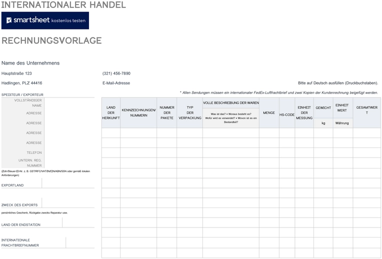 internationaler-handel-rechnungsvorlage