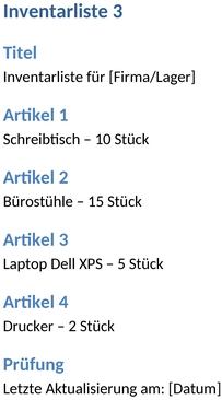 inventarliste-organisation-wertberechnung